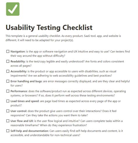 usability testing soft|checklist for usability testing.